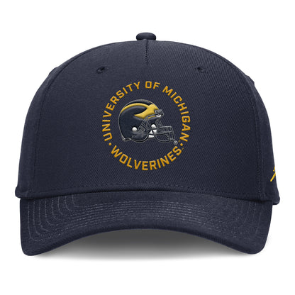 Michigan Wolverines Navy Adjustable Rise Primetime Hat - Front View