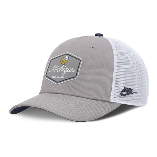 Michigan Wolverines Nike Grey Legacy Trucker Hat - Front Left View
