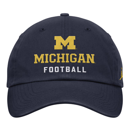 Michigan Wolverines Nike Jordan Unstructured Adjustable Football Club Hat In Navy - Front View