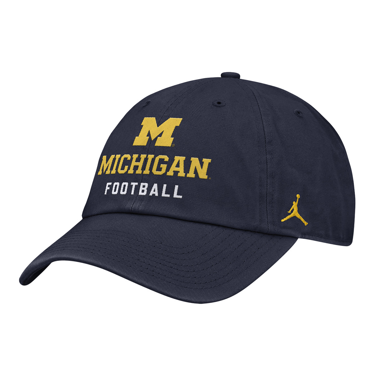 Michigan Wolverines Nike Jordan Unstructured Adjustable Football Club Hat In Navy - Front Left View