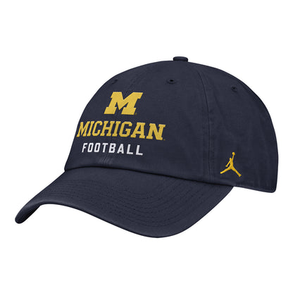 Michigan Wolverines Nike Jordan Unstructured Adjustable Football Club Hat In Navy - Front Left View