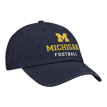 Michigan Wolverines Nike Jordan Unstructured Adjustable Football Club Hat In Navy - Front Right View