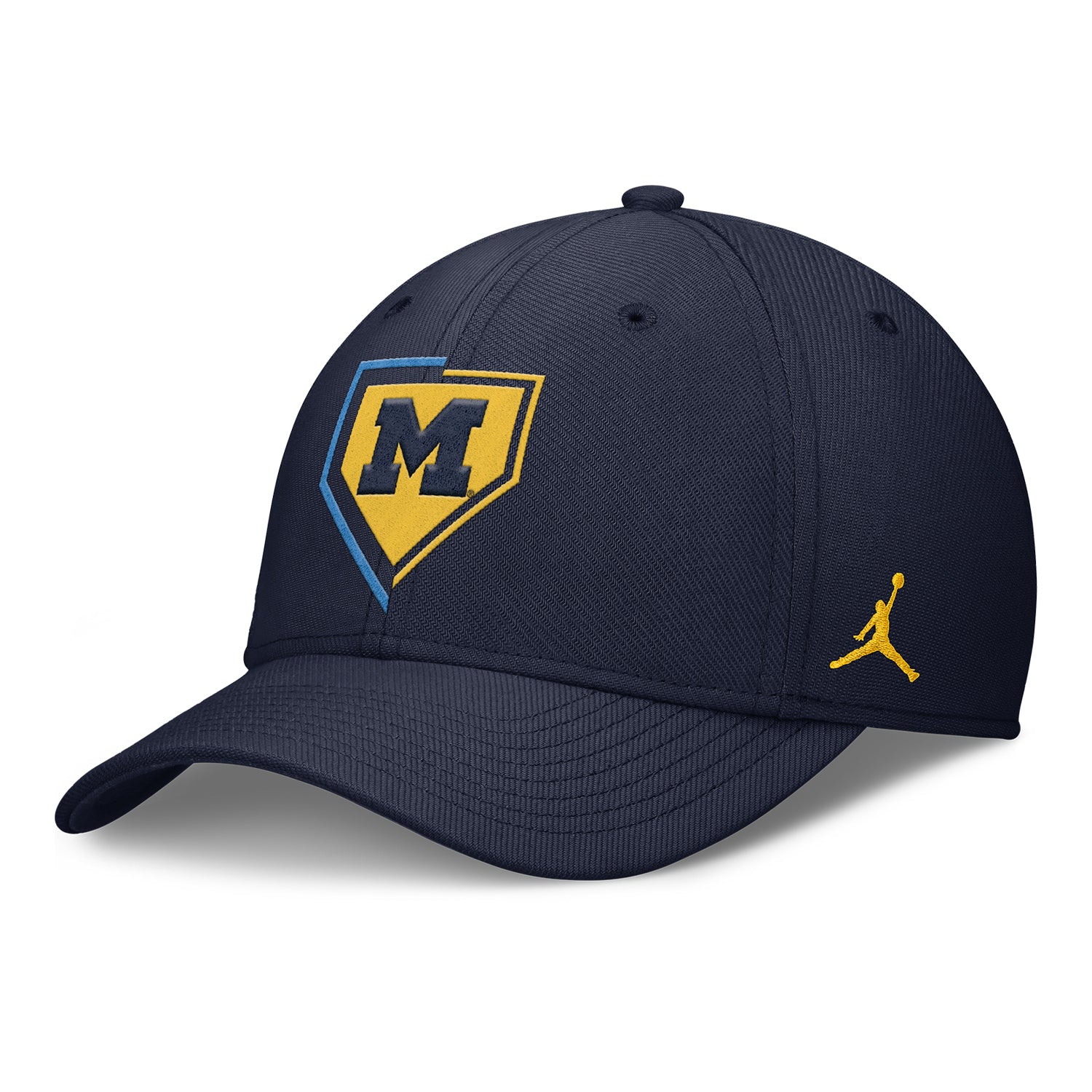 Michigan Wolverines Jordan Navy Primetime Structured Swooshflex Hat - Front View