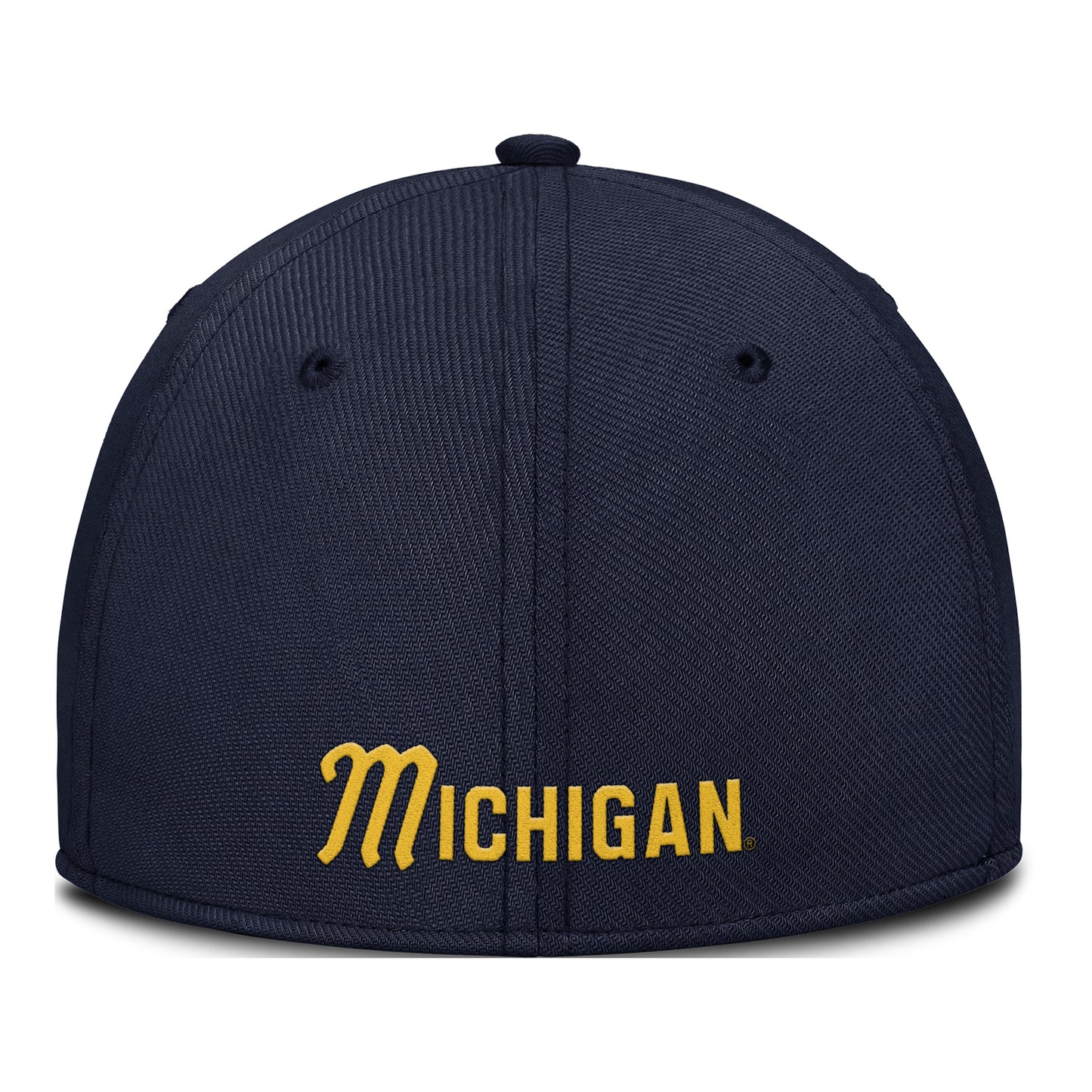 Michigan Wolverines Jordan Navy Primetime Structured Swooshflex Hat - Back View