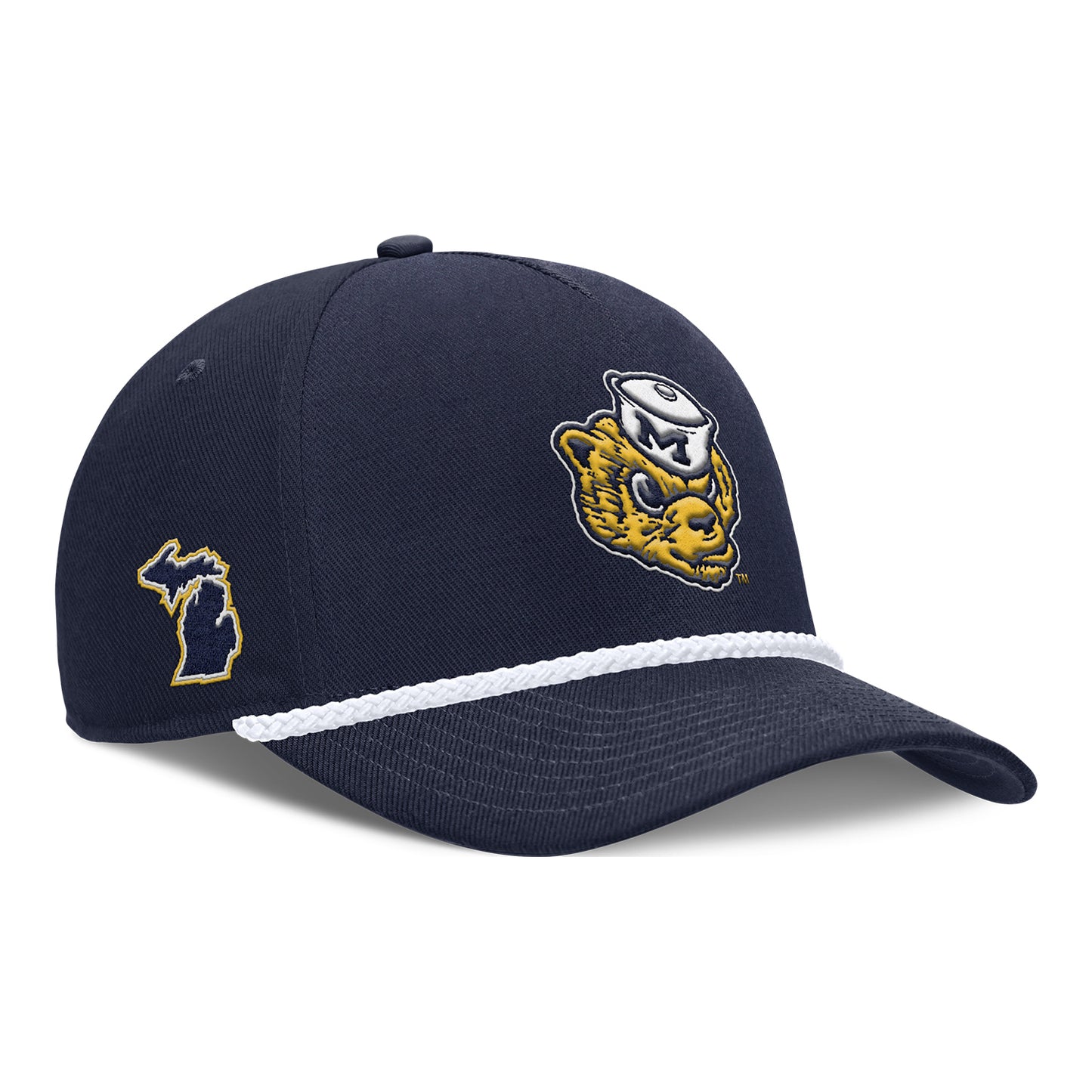 Michigan Wolverines Nike Navy Vault Structured Trucker Hat - Front View
