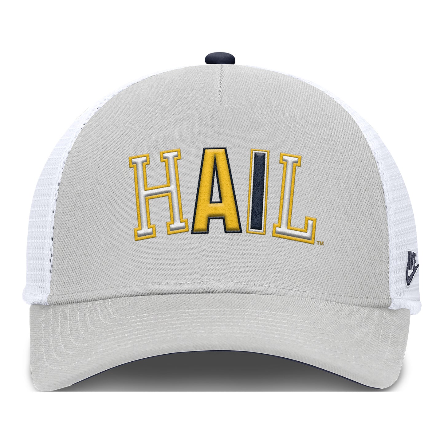 Michigan Wolverines Nike Grey Hail Structured Trucker Hat - Front View