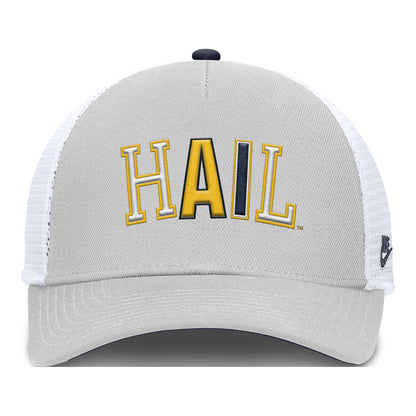 Michigan Wolverines Nike Grey Hail Structured Trucker Hat - Front View