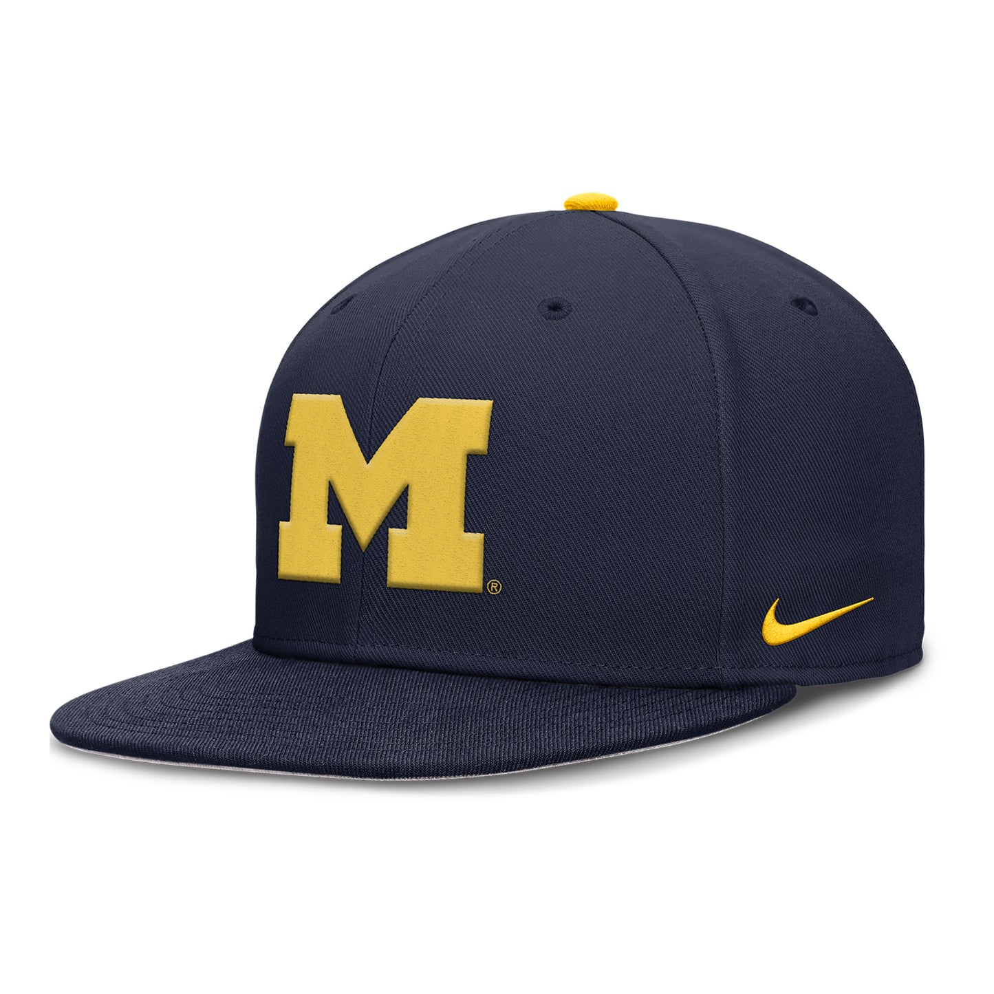 Michigan Wolverines Nike Navy Dri-Fit Structured Round Bill Fitted Hat - Front View