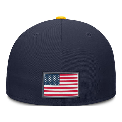 Michigan Wolverines Nike Navy Dri-Fit Structured Round Bill Fitted Hat - Back View