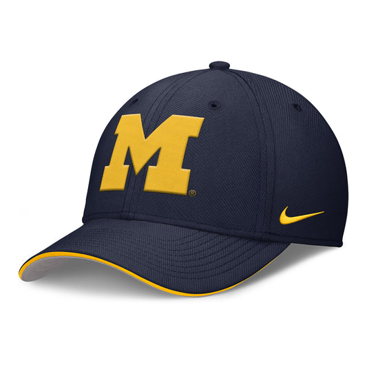 Michigan Wolverines Nike Navy Coaches Dri-Fit Structured Swooshflex Hat - Front View