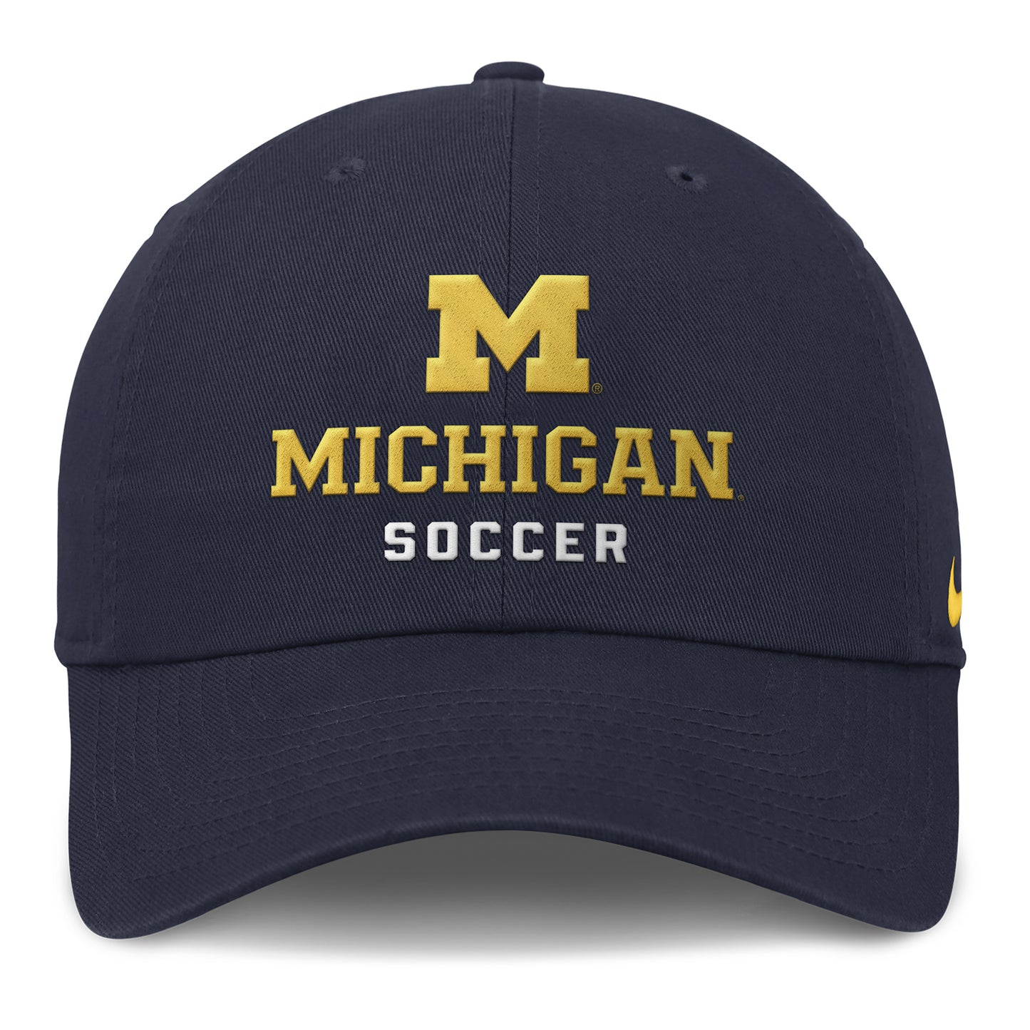 Michigan Wolverines Nike Adjustable Soccer Team Cap In Navy - Front View