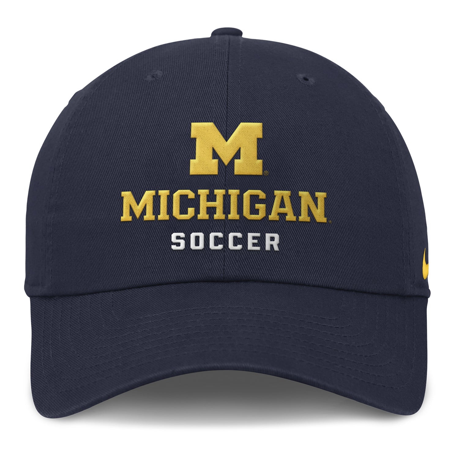 Michigan Wolverines Nike Adjustable Soccer Team Cap In Navy - Front View