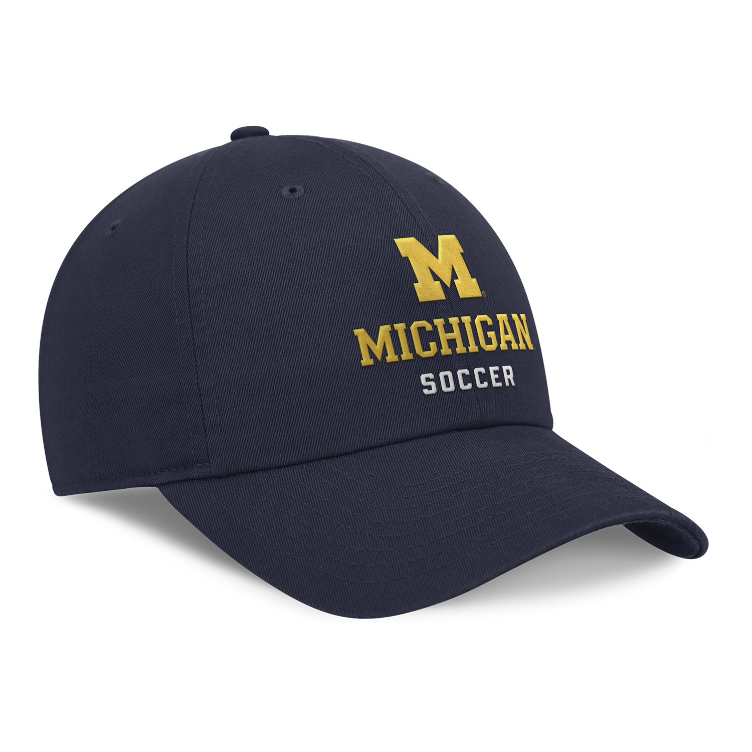 Michigan Wolverines Nike Adjustable Soccer Team Cap In Navy - Front Right View