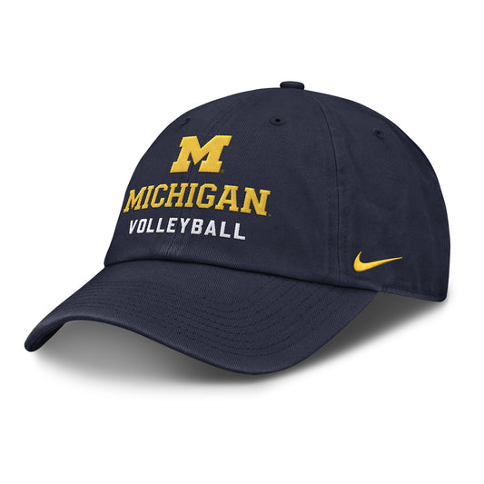 Michigan Wolverines Nike Adjustable Volleyball Team Cap In Navy - Front Left View