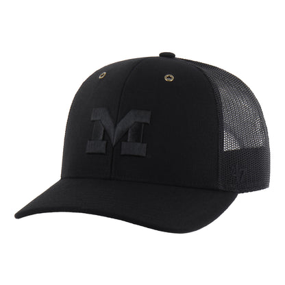 Michigan Wolverines Carhartt Black Tonal Block M Trucker Hat
