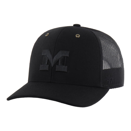 Michigan Wolverines Carhartt Black Tonal Block M Trucker Hat