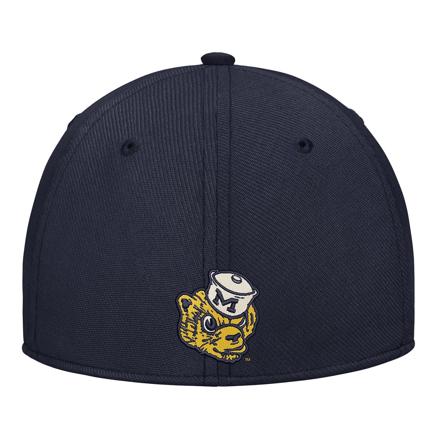 Michigan Wolverines Nike Navy & White Vault Script Flex Hat - Back View