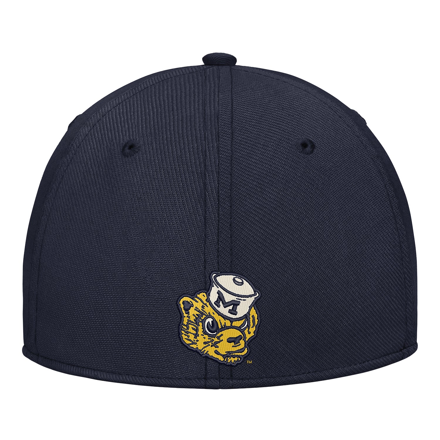Michigan Wolverines Nike Navy & White Vault Script Flex Hat - Back View