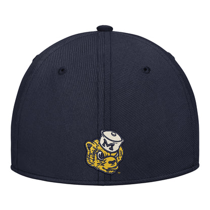 Michigan Wolverines Nike Navy & White Vault Script Flex Hat - Back View