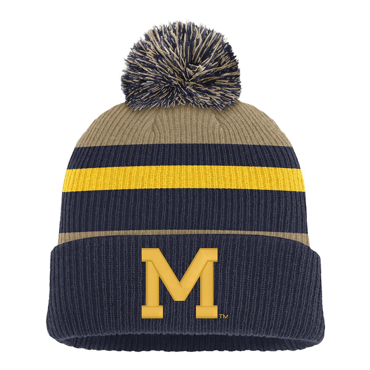 Michigan Wolverines Nike Navy Throwback Stripe Beanie