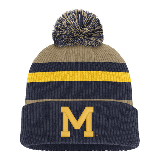 Michigan Wolverines Nike Navy Throwback Stripe Beanie