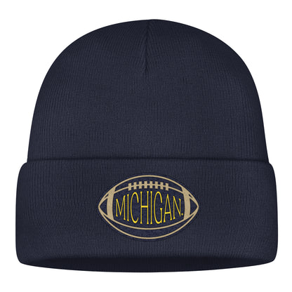 Michigan Wolverines Jordan Navy Football Utility Beanie - Back View