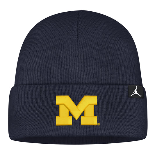Michigan Wolverines Jordan Navy Football Utility Beanie - Front View