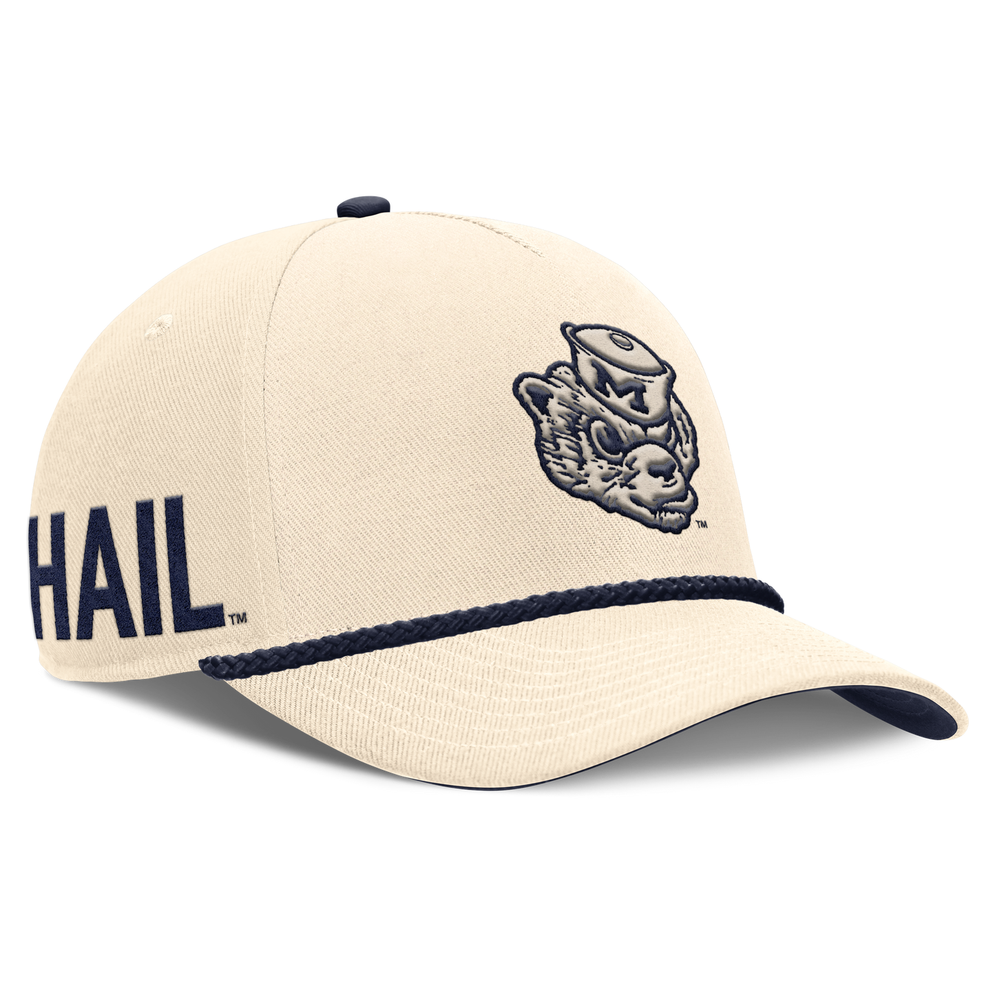 Michigan Wolverines Structured Adjustable Tan Rope Hat - Front Right View