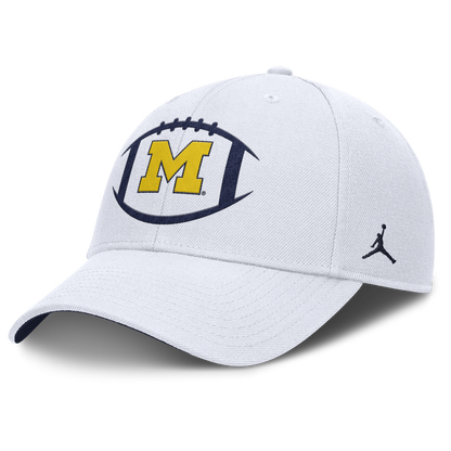Michigan Wolverines Jordan White Structured Adjustable Football Hat