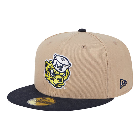 Michigan Wolverines New Era Tan & Navy Flatbill Sailor Hat