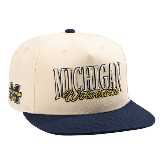Michigan Wolverines Homefield Cream Adjustable Culture Vault Hat - Front View