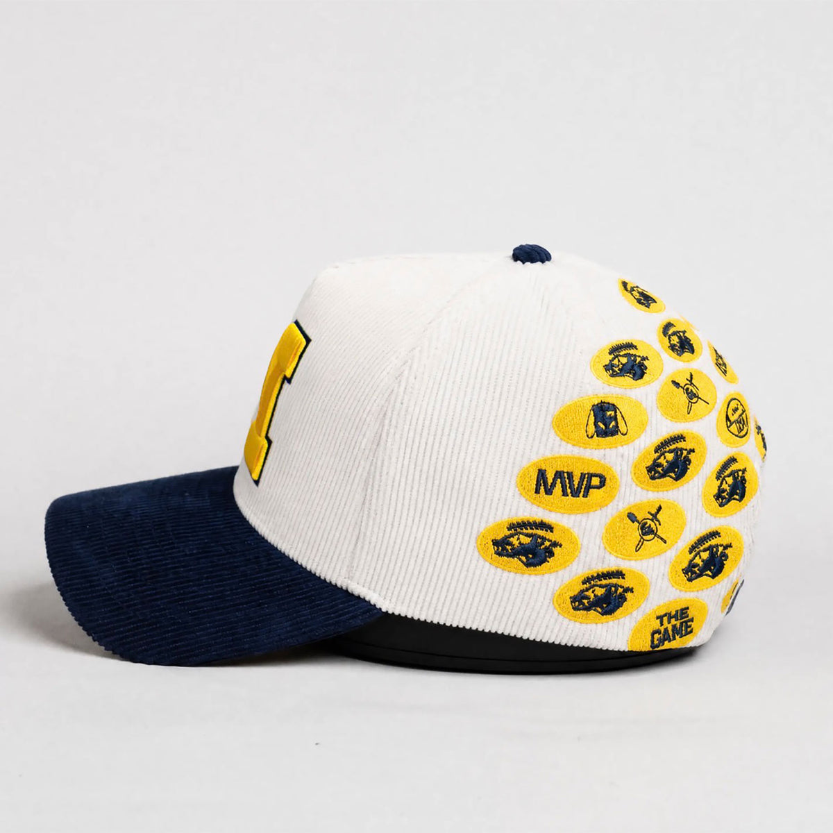 Michigan Wolverines Woodn Grail White Helmet Sticker Hat