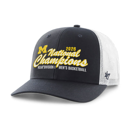Michigan Wolverines Men's Basketball National Champions Script Trucker Hat
