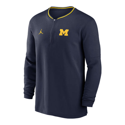 Michigan Wolverines Jordan Brand 2024 Sideline Coach Performance Half-Zip Long Sleeve - Front View