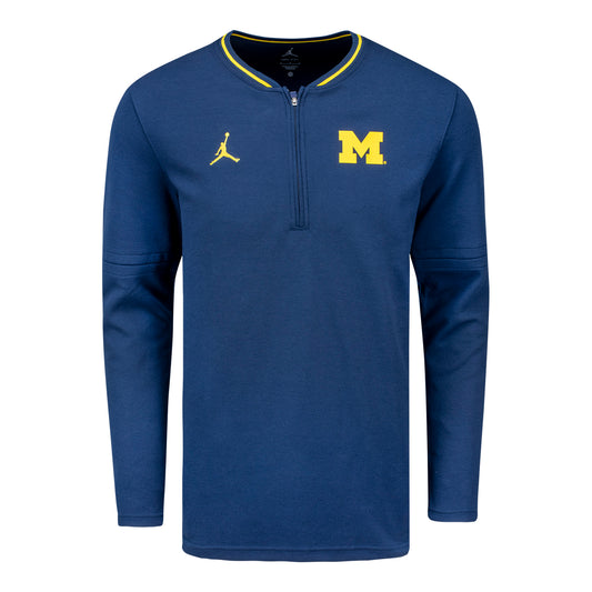 Michigan Wolverines Jordan Brand 2024 Sideline Coach Performance Half-Zip Long Sleeve - Front View