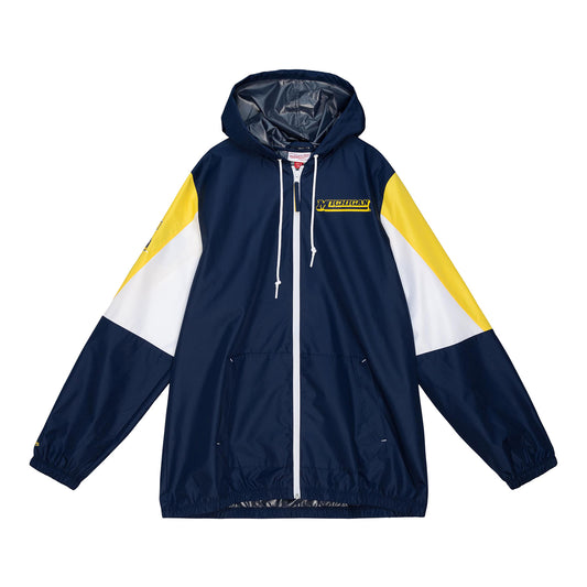 Michigan Wolverines Blue Mitchell & Ness Throw It Back Windbreaker - Front View