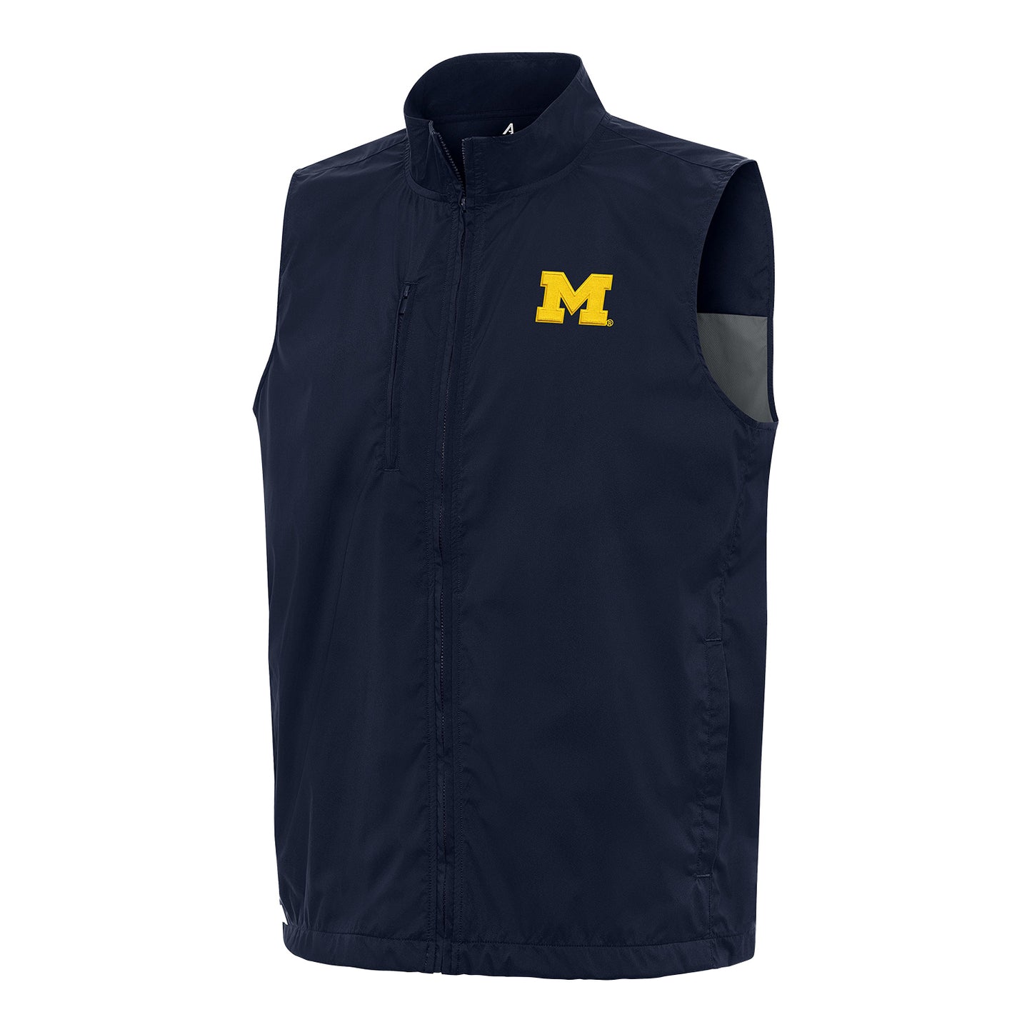 Michigan Wolverines Jordan Blue Antigua Brisk Full Zip Vest - Front View