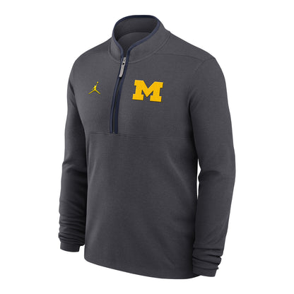 Michigan Wolverines Jordan Anthracite Victory Half Zip Pullover - Front View