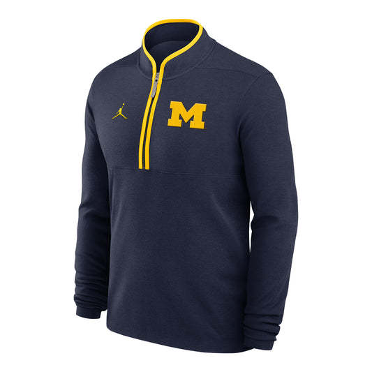 Michigan Wolverines Jordan Blue Victory Half Zip Pullover - Front View