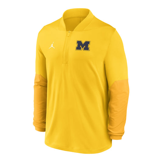 Michigan Wolverines Jordan Maize Half-Zip Midweight Jacket In Yellow - Front View