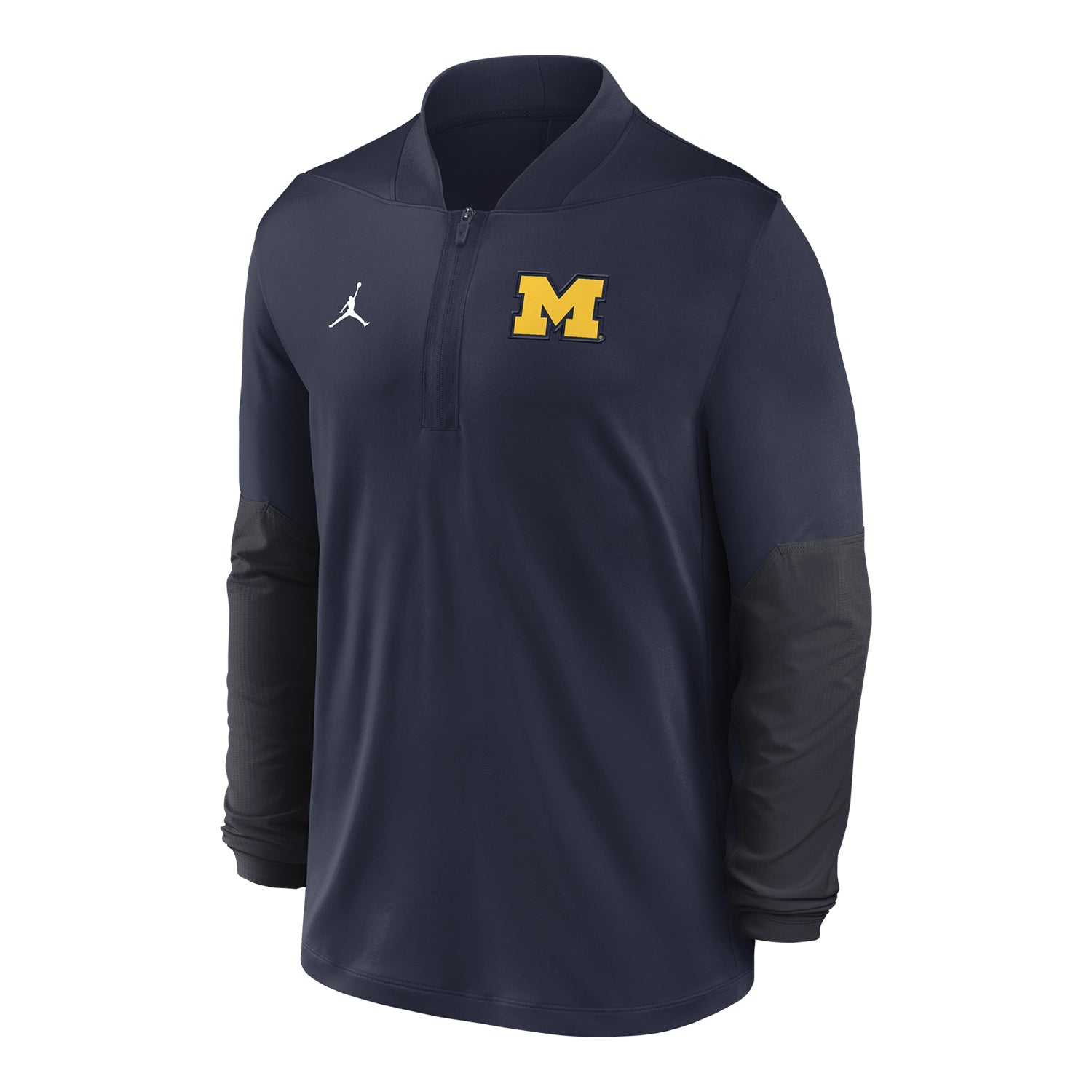 Michigan Wolverines Jordan Navy Half-Zip Midweight Jacket - Front View