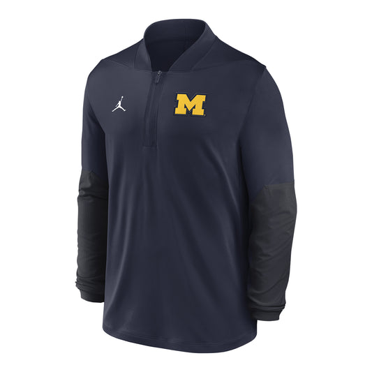 Michigan Wolverines Jordan Navy Half-Zip Midweight Jacket - Front View
