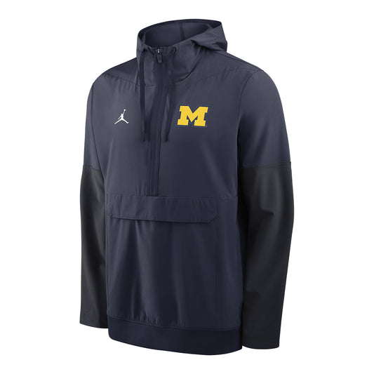 Michigan Wolverines Nike Jordan Navy Hooded Anorak Jacket - Front View