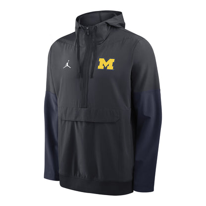 Michigan Wolverines Nike Jordan Navy Hooded Anorak Windbreaker Jacket - Front View