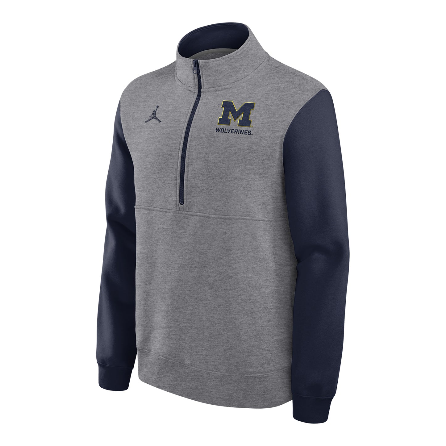 Michigan Wolverines Grey Nike Club Fleece 1/2 Zip Pullover - Front View