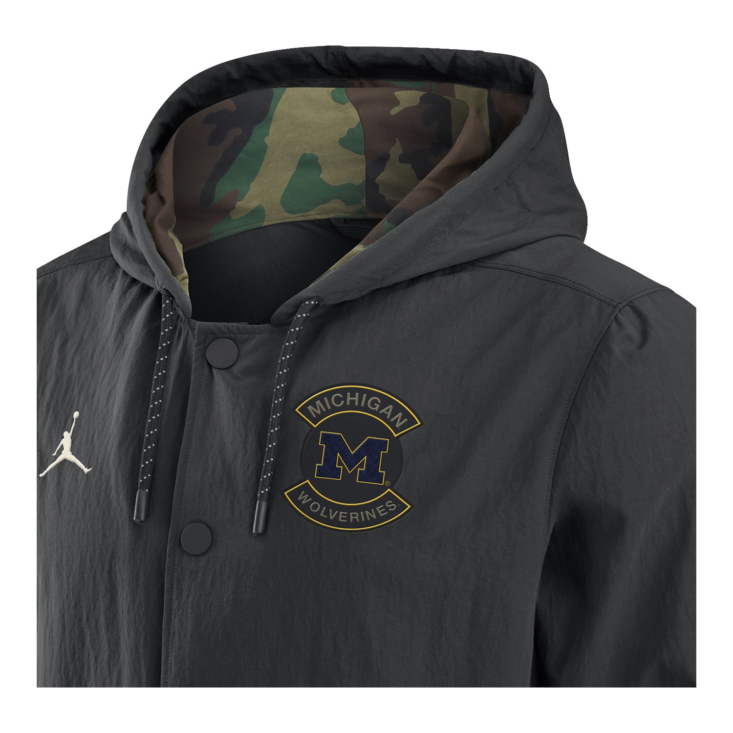 Michigan Wolverines Jordan Brand Military Appreciation Black Military Jacket - Material View