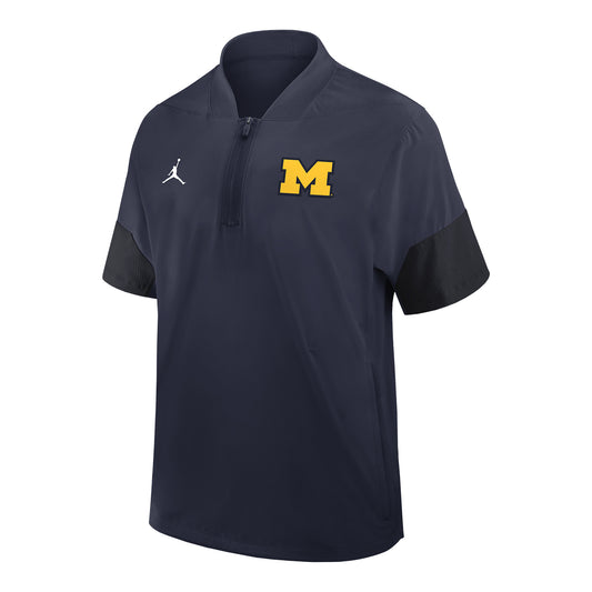 Michigan Wolverines Jordan Dare to Win Short Sleeve Navy Jacket In Black - Front View