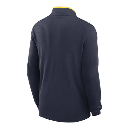 Michigan Wolverines Jordan Brand Victory Courtside Navy Long Sleeve Navy Pullover - Back View