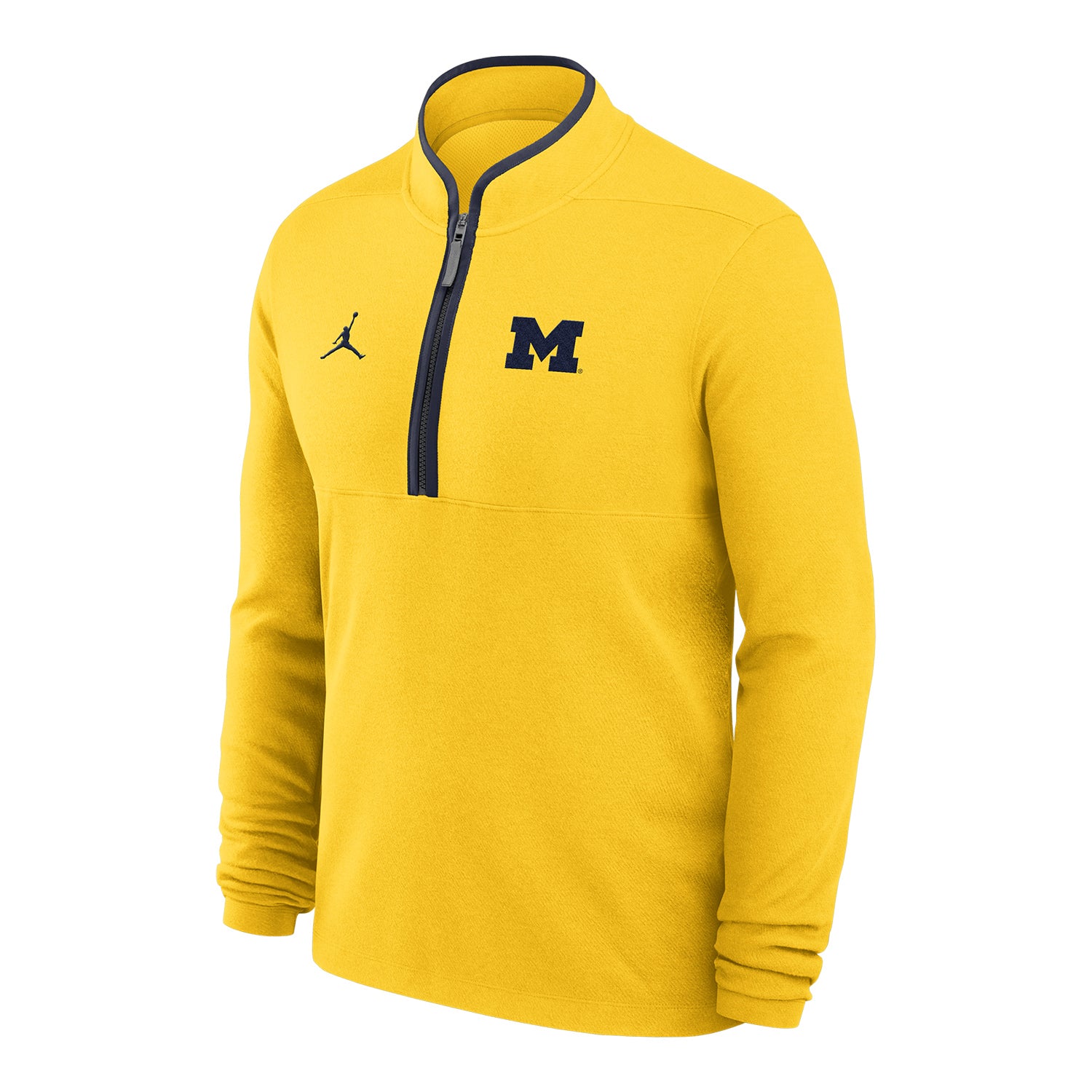 Michigan Wolverines Jordan Brand Victory Courtside Maize Long Sleeve Maize Pullover - Front View