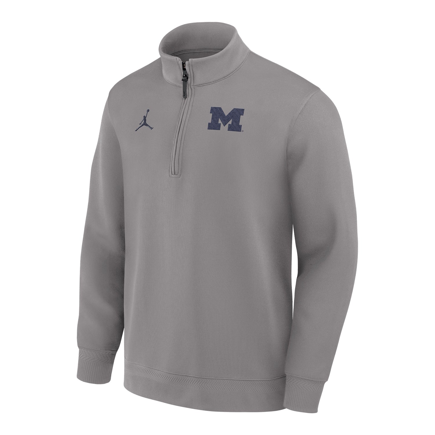 Michigan Wolverines Basketball Jordan Brand Grey Coaches Dri-FIT Long Sleeve Pullover - Front View